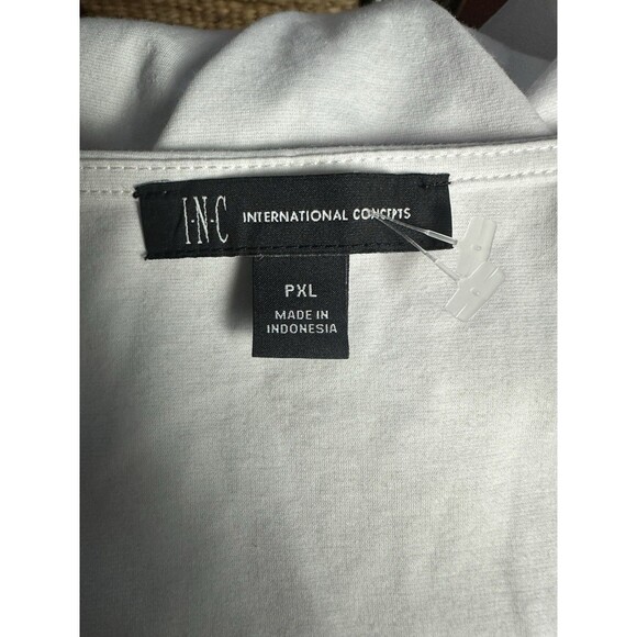 INC International Concepts Size L Petite White Sleeveless blouse Gingham Details - Picture 5 of 5